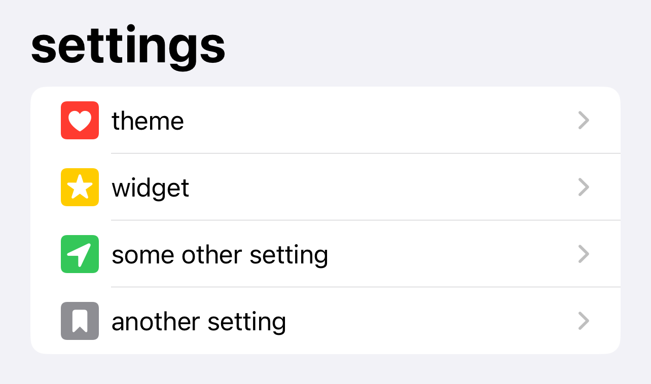 Screenshot of a Settings View